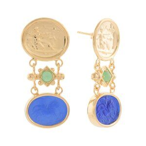 TAGLIAMONTE Italy 18kt Gold Plated Blue Chrysoprase Earrings